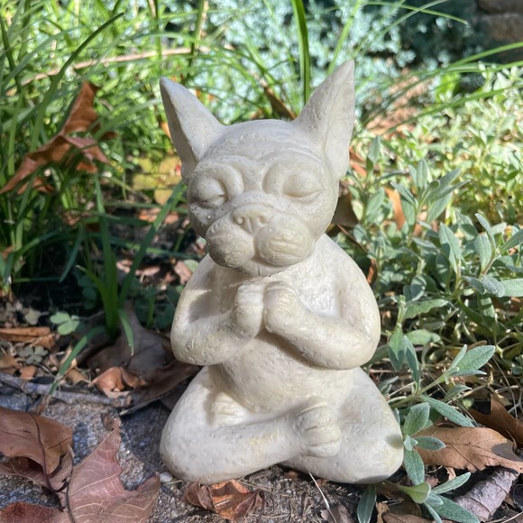 Meditating French Bulldog Statue Ornament Resin Buddha Zen Dog Home Garden Decor - Picture 4 of 8
